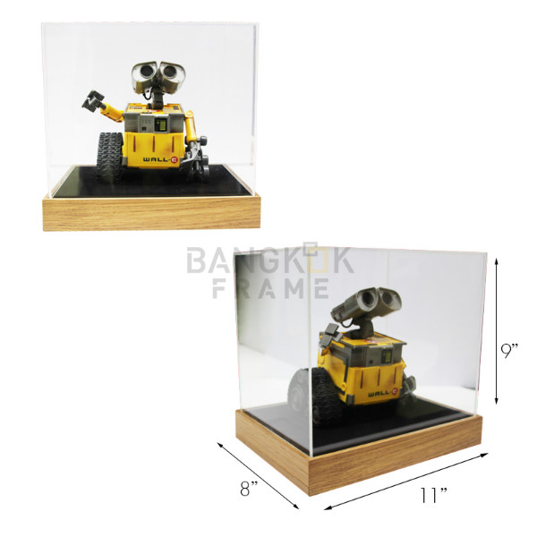 กรอบกล่องใสโชว์สินค้าฐานไม้